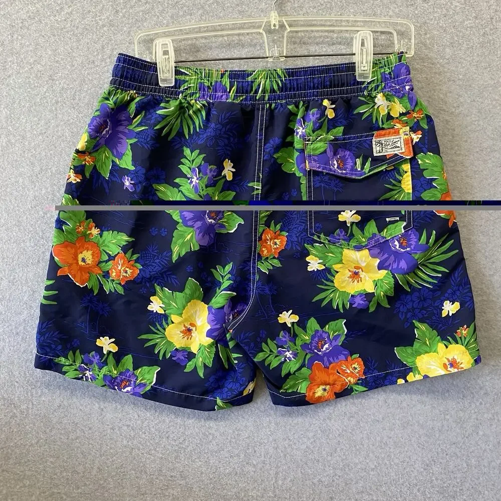 Polo Ralph Lauren Hawaiian Tropical Floral Swim Trunks Shorts Medium Unlined